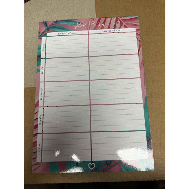 Pink Leaf Magnetic Planner Set