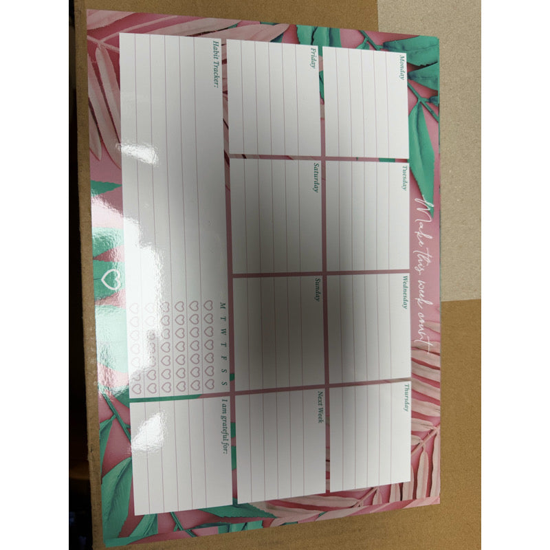 Pink Leaf Magnetic Planner Set